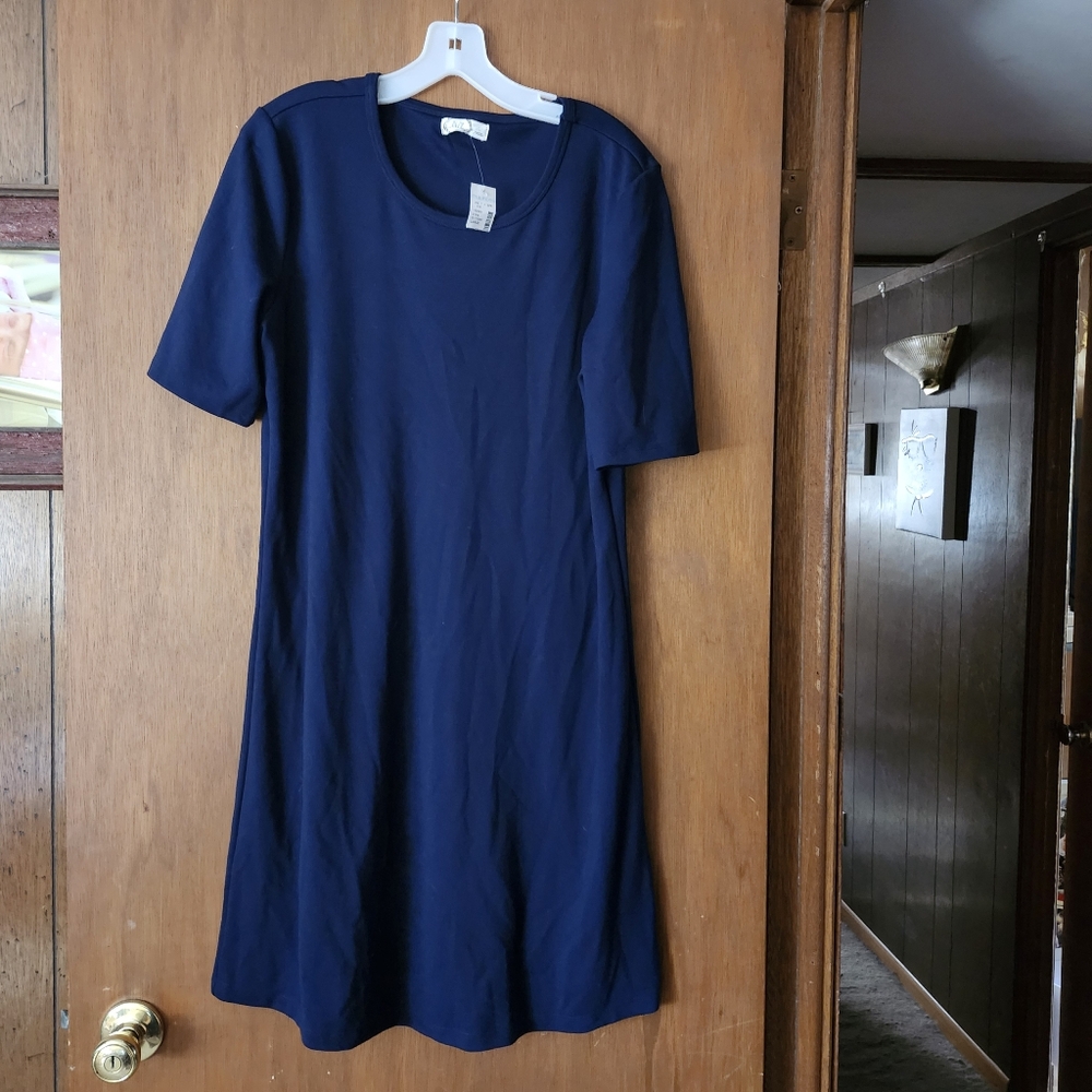 Navy Blue Short Sleeve Dress Tshirt Dress Large